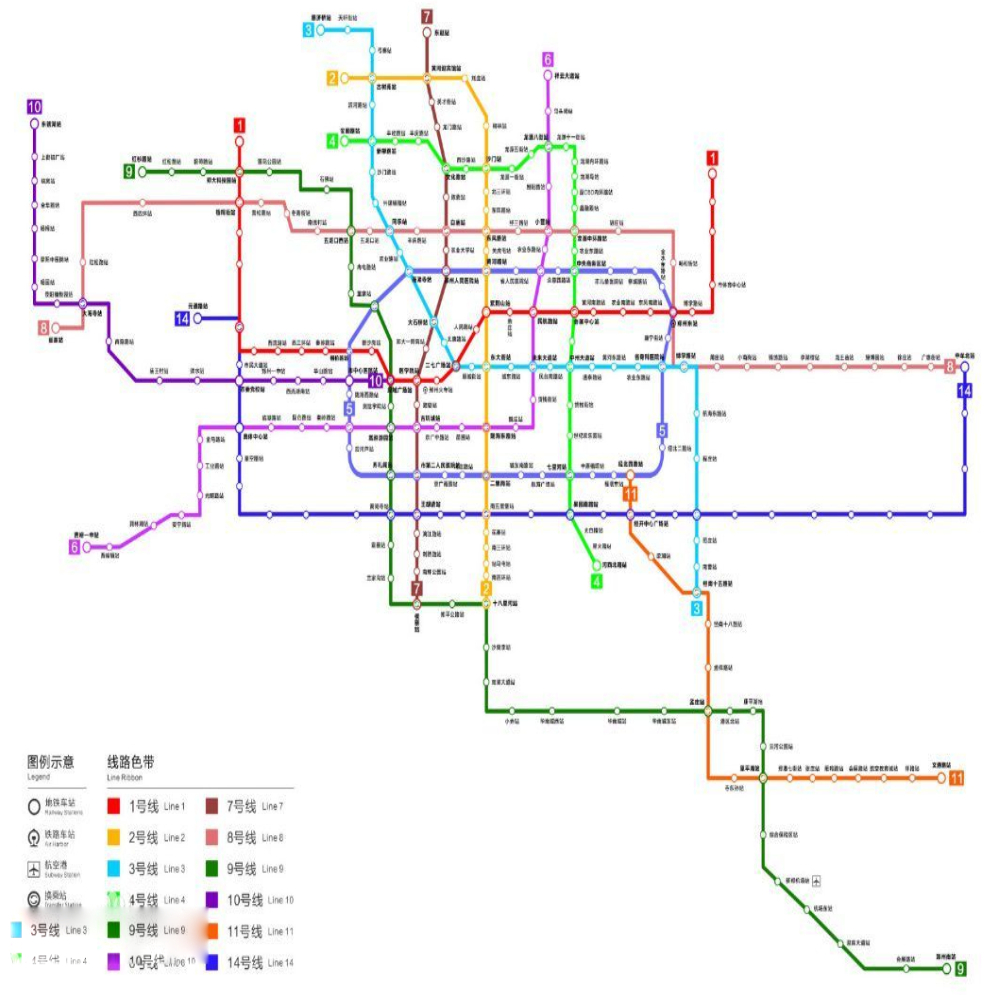 郑州地铁线路图
