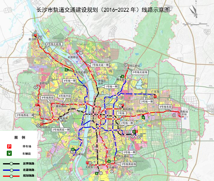 长沙地铁总线路图规划